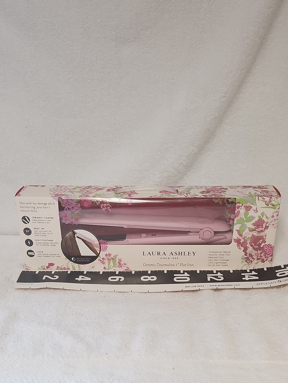 Laura Ashley Pink Ceramic Tourmaline Hair Straightener in Floral Gift Box